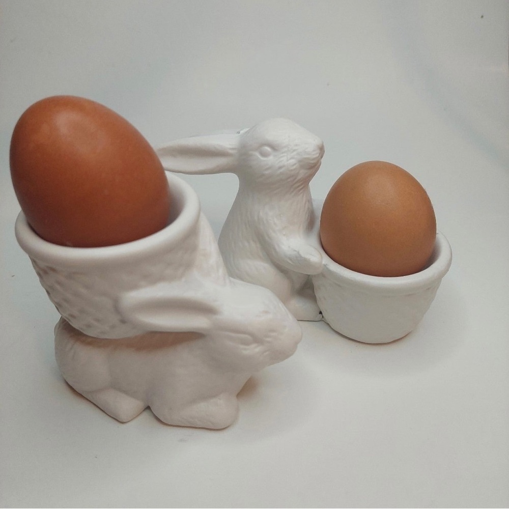 NWT SET of 2 Egg Holders / Tea Light Holders - White Ceramic - Tableware Decor